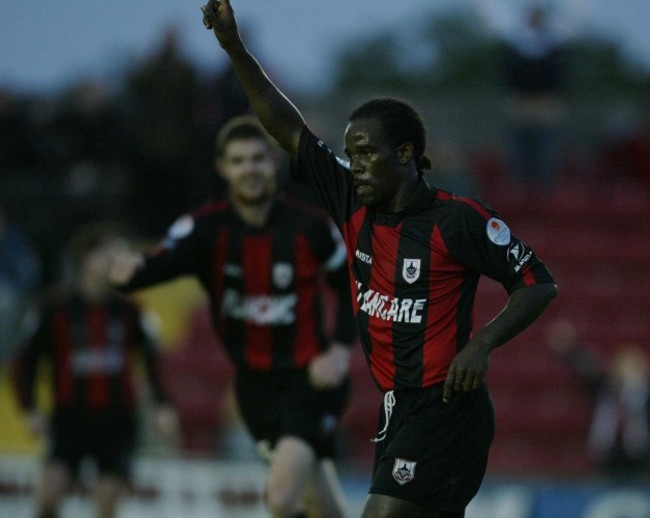 Eric Lavine celebrates scoring