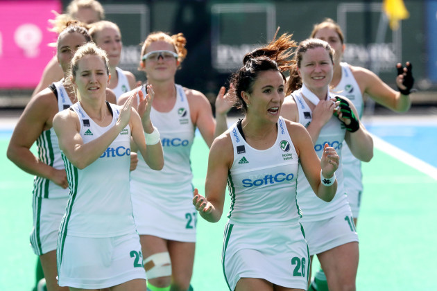 Anna O'Flanagan celebrate after the game with team mates