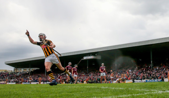 TJ Reid celebrates scoring a goal