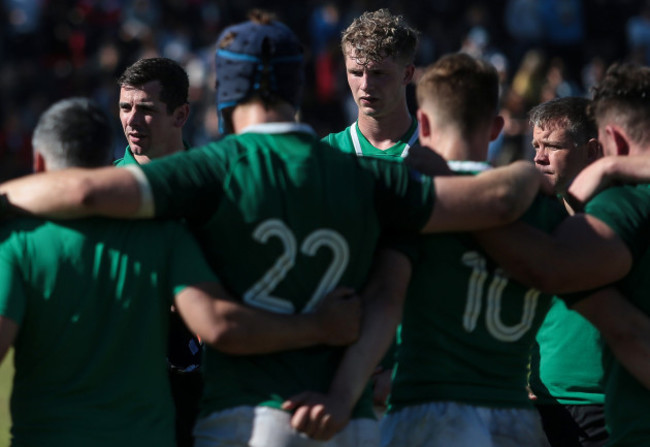 Noel McNamara speaks to his players after the game