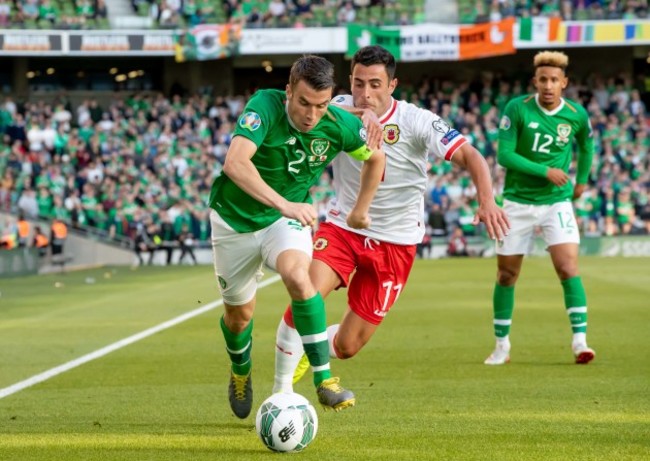 Seamus Coleman with Alain Pons