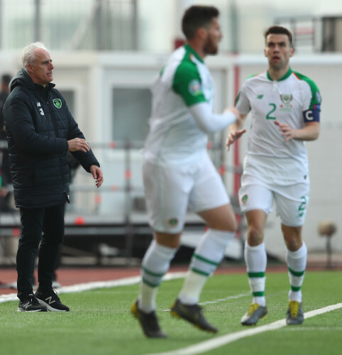 Mick McCarthy with Matt Doherty and Seamus Coleman