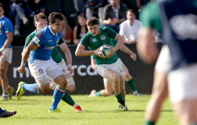 Cormac Foley tackled by Paolo Garbisi