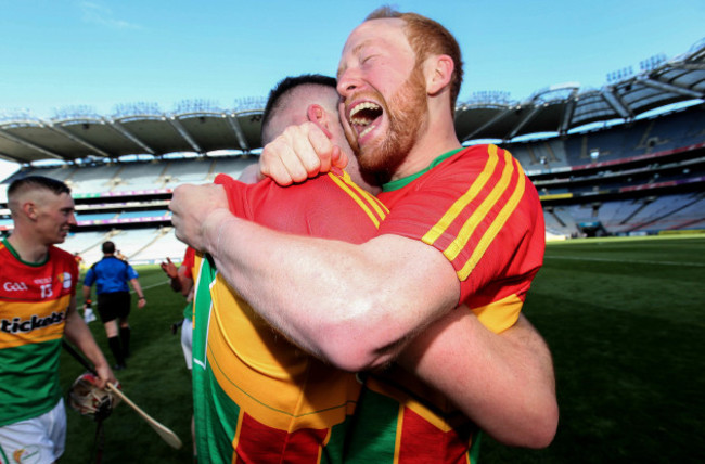 Paul Coady and Richard Kelly celebrate after the game