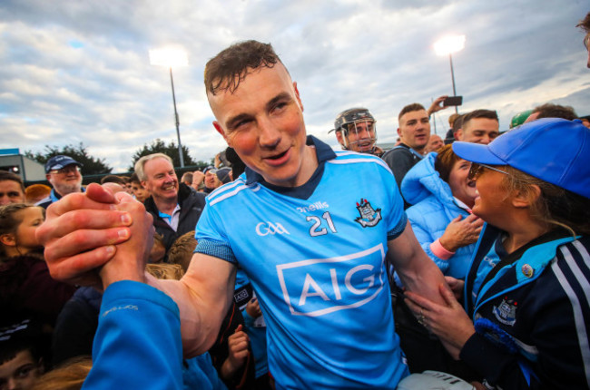 Liam Rushe celebrates after the game