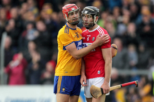 Peter Duggan and Mark Ellis of Cork at the final whistle