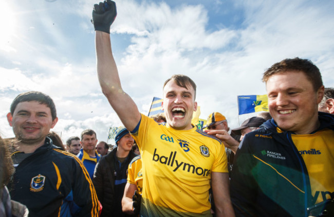 Enda Smith celebrates after the game with fans