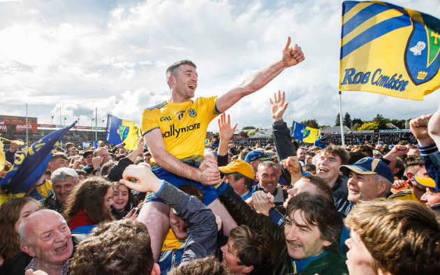 Cathal Cregg celebrates after the game with fans