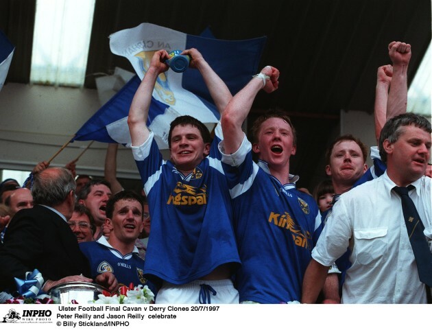 Peter Reilly and Jason Reilly celebrate  20/7/1997