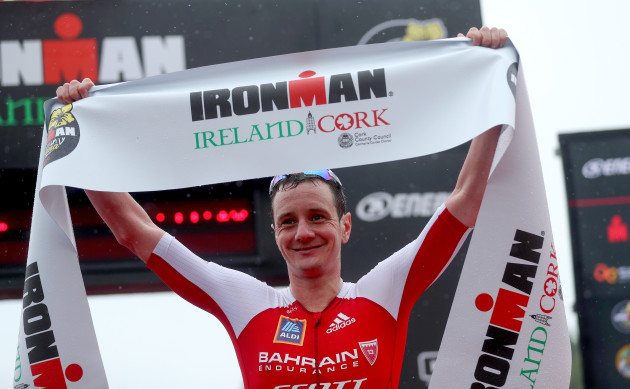 Alistair Brownlee of Great Britain celebrates after wining the 2019 Cork Ironman