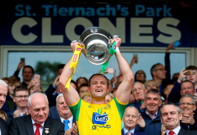 Michael Murphy lifts the Anglo Celtic Cup