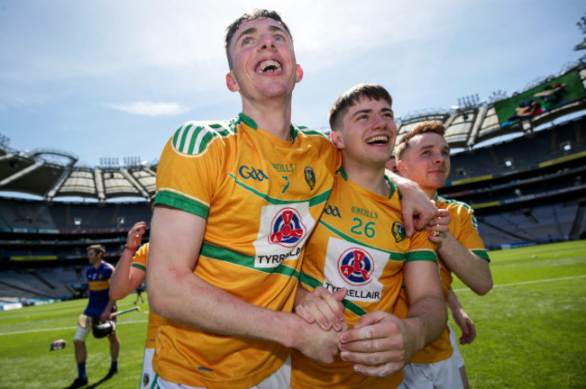 Enda Moreton and Liam Phelan celebrate after the game