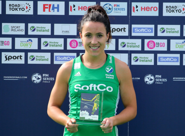 Anna O'Flanagan is presented with the Player of the Tournament award