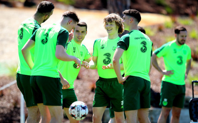 Luca Connell with Seamus Coleman, Callum O'Dowda, Shane Duffy and Ronan Curtis