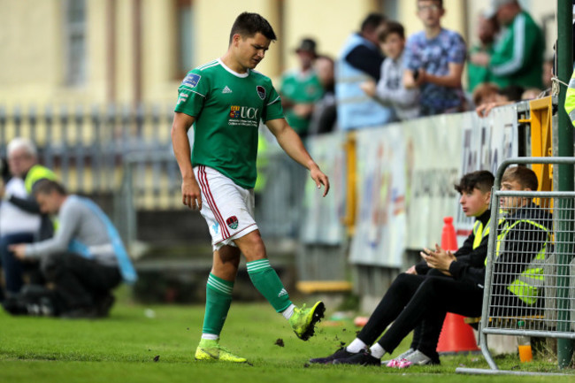 Daire O'Connor leaves the game with a red card