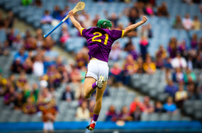 Oisin Pepper celebrates at the final whistle