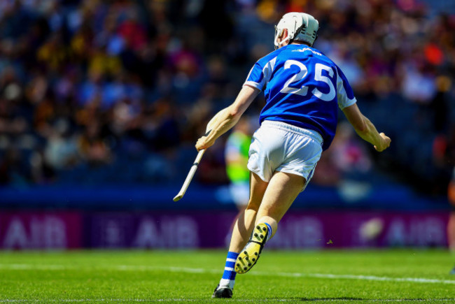 Stephen Bergin celebrates scoring a goal