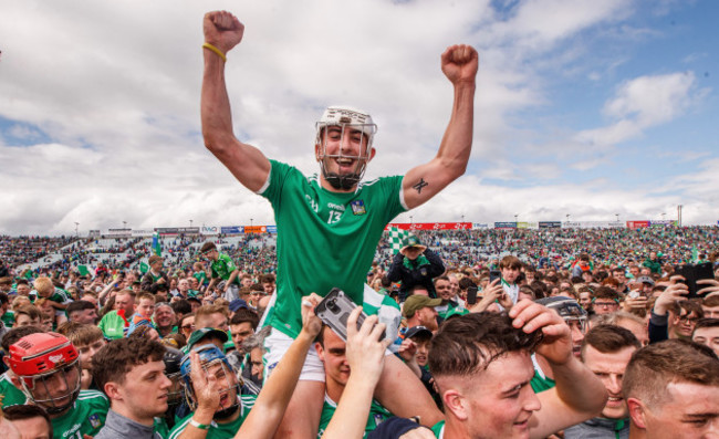 Aaron Gillane celebrates with fans