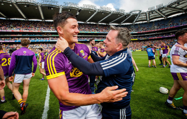 Lee Chin celebrates with Davy Fitzgerald