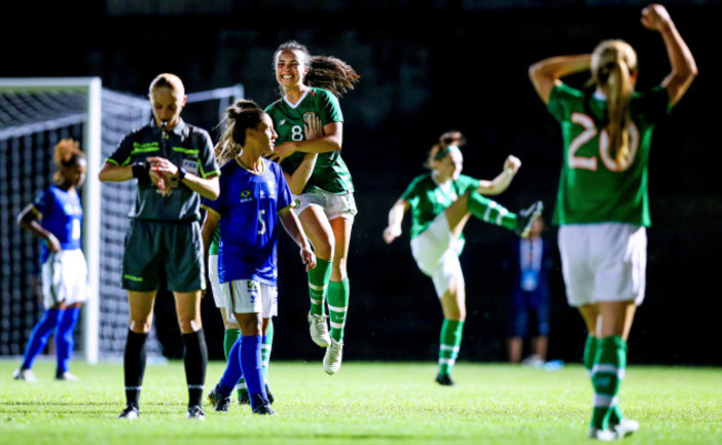 Niamh Farrelly celebrates at the final whistle