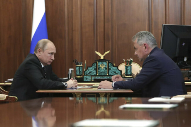 Vladimir Putin meets Russian Defence Minister in Moscow