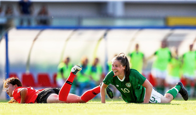 Eleanor Ryan Doyle watches her second goal going in