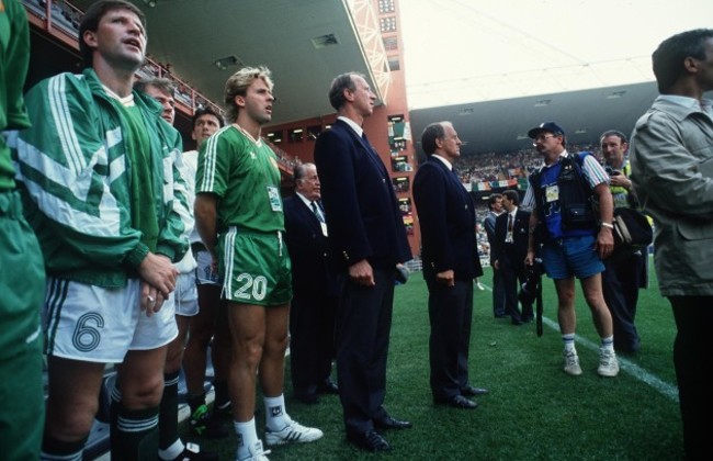 Ronnie Whelan, John Byrne, Jack Charlton and Maurice Setters 1990