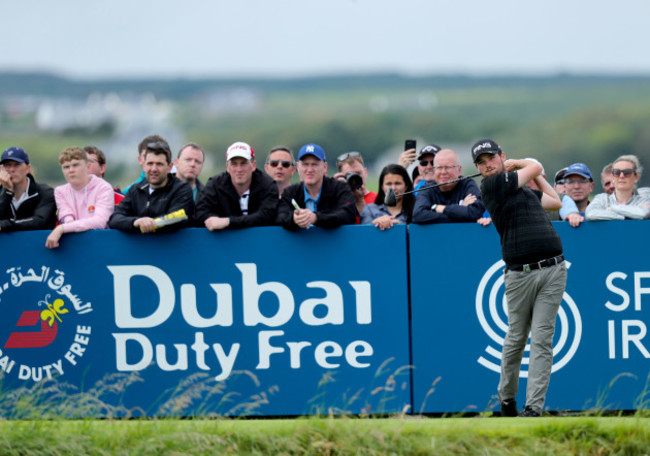 Cormac Sharvin tees off the 18th hole