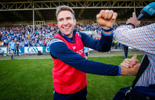 Eddie Brennan celebrates at the final whistle