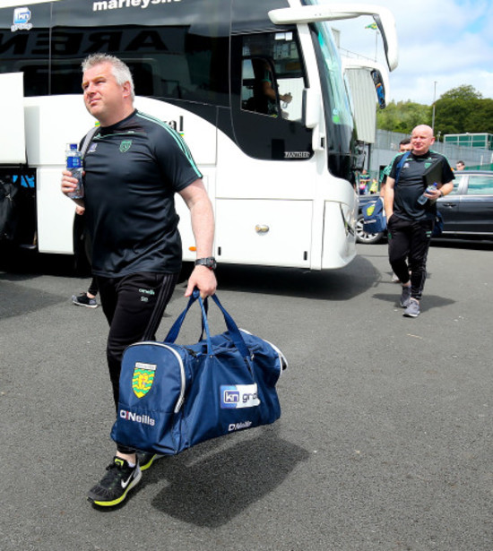 Stephen Rochford arrives at MacCumhaill Park followed by manager Declan Bonner