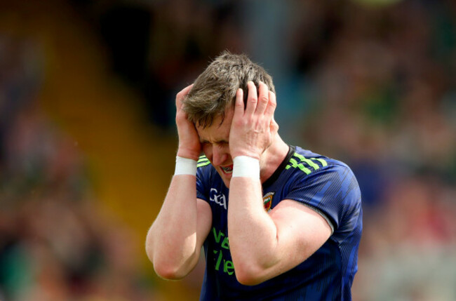 Cillian O'Connor reacts to a missed goal chance