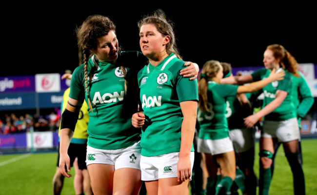 Anna Caplice and Ellen Murphy dejected after the game