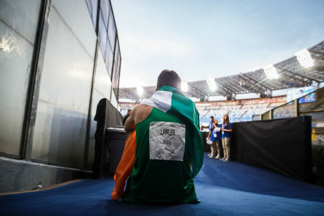Marcus Lawler celebrates winning bronze