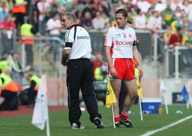 Mickey Harte gets ready to bring on Stephen O'Neill