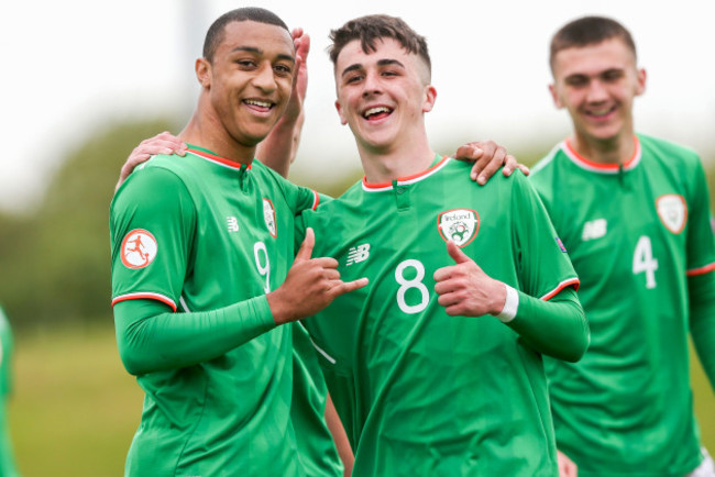 Barry Coffey and Adam Idah of celebrate after the game