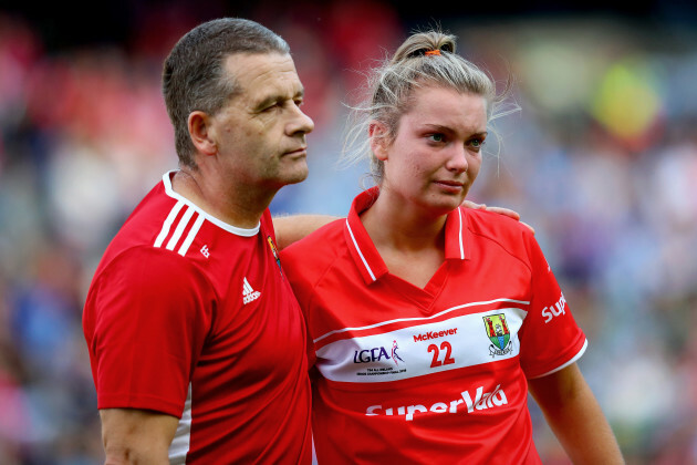 Saoirse Noonan with manger manager Ephie Fitzgerald after the game