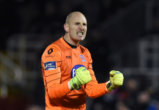 Gary Rogers celebrates his side's second goal