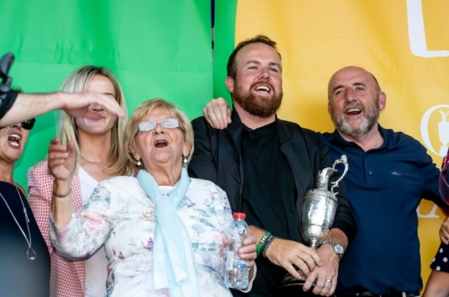Shane Lowry with his father Brendan Lowry, granny Emmy Scanlon and and wife Wendy at his homecoming in Clara  23/7/2019