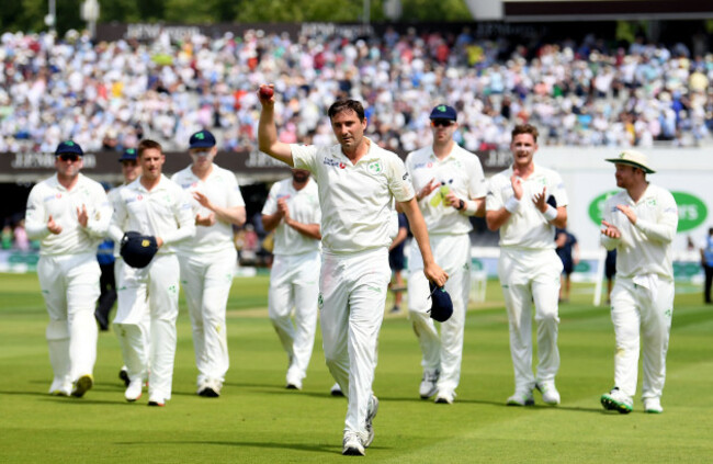 Tim Murtagh walks off after taking 5 wickets