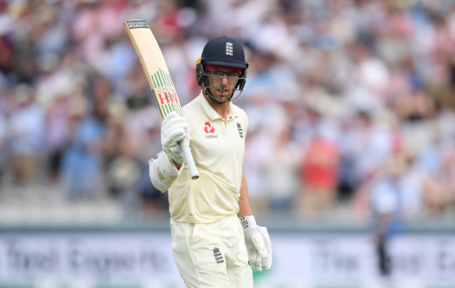 Jack Leach acknowledges the crowd after being dismissed