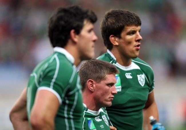 Shane Horgan, Ronan O'Gara and Donncha O'Callaghan after defeat to Argentina