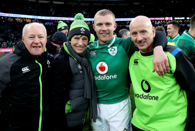Ireland’s  Willie Bennett Ruth Woodmartin Keith Earls and Dave Revins after the match