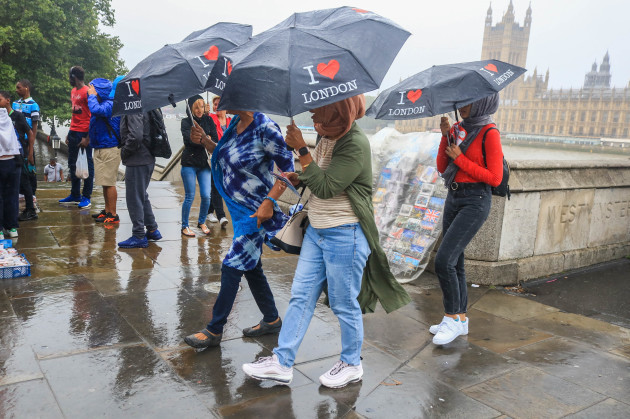Wet and Rainy Day in London, UK - 30 Jul 2019