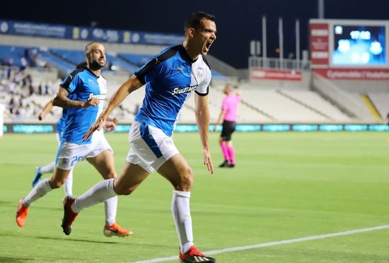 Emilio Jose Zelaya celebrates scoring their first goal