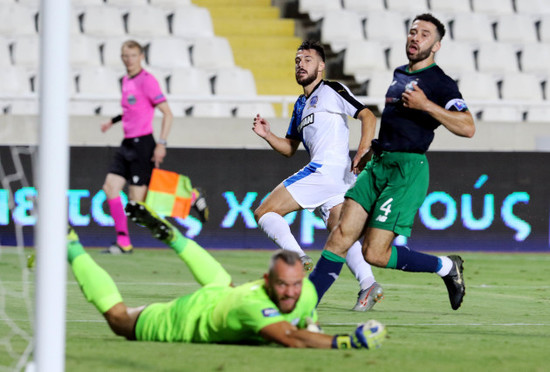 Adrian Sardinero scores their third goal past Alan Mannus