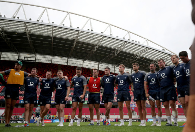 The Ireland team huddle