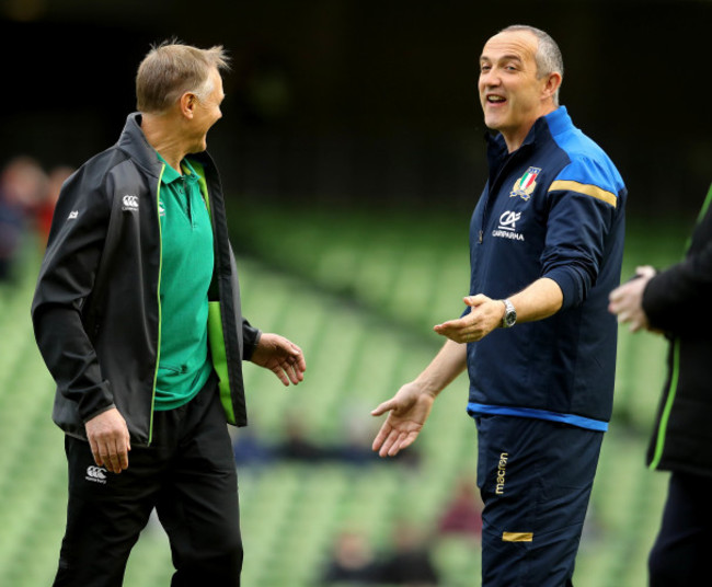 Joe Schmidt with Conor O'Shea