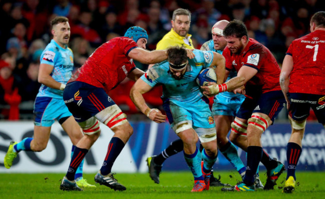 Tadhg Beirne and Jean Kleyn tackle Don Armand