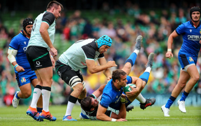 Tadhg Beirne and Jean Kleyn with Edoardo Padovani