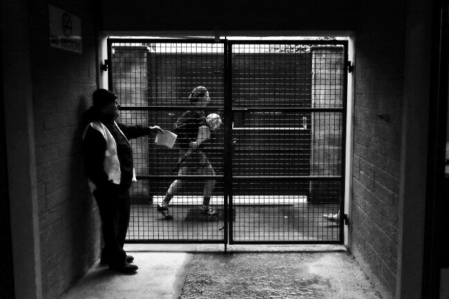 The Kerry team make their way back to the dressing room